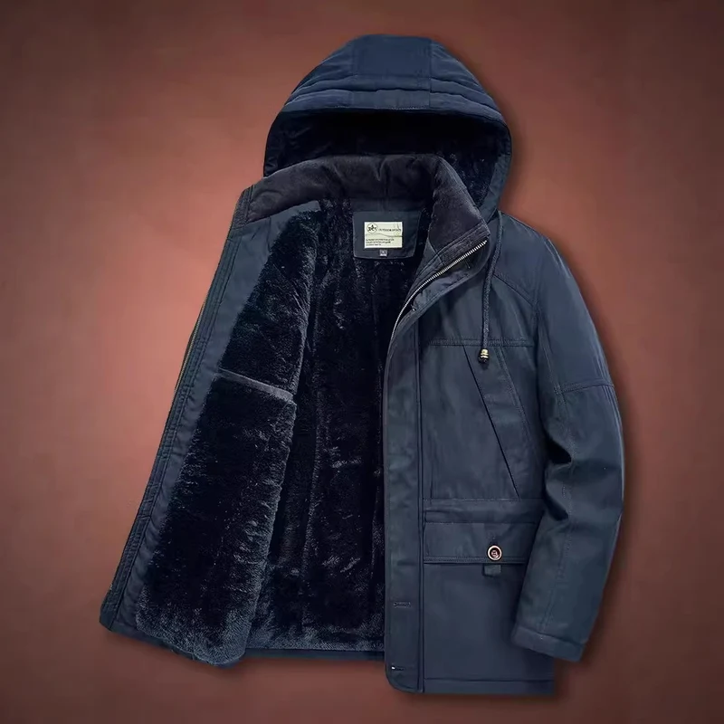 Herren Winterparka mit Teddyfell-Innenfutter und Kapuze Drune