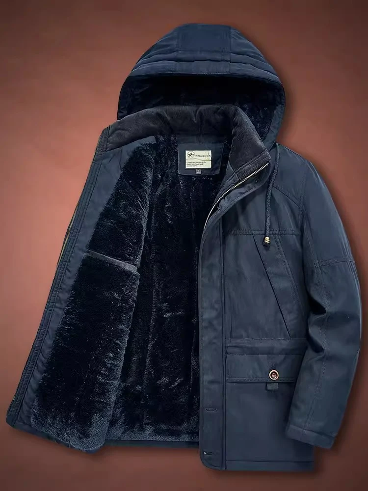 Herren Winterparka mit Teddyfell-Innenfutter und Kapuze Drune