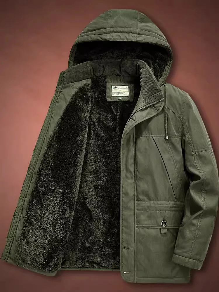 Herren Winterparka mit Teddyfell-Innenfutter und Kapuze Drune