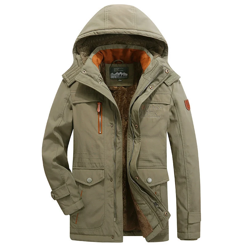 Herren winddichter Freizeitparka mit kuscheliger Teddyfleece‑Innenschicht und Multifunktionstaschen Drune