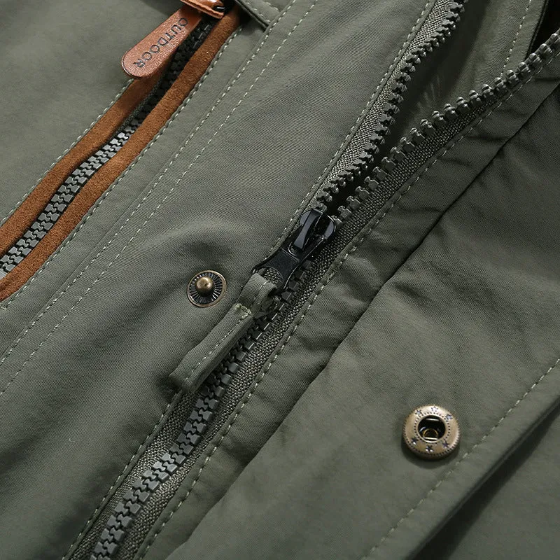 Herren winddichter Freizeitparka mit kuscheliger Teddyfleece‑Innenschicht und Multifunktionstaschen Drune