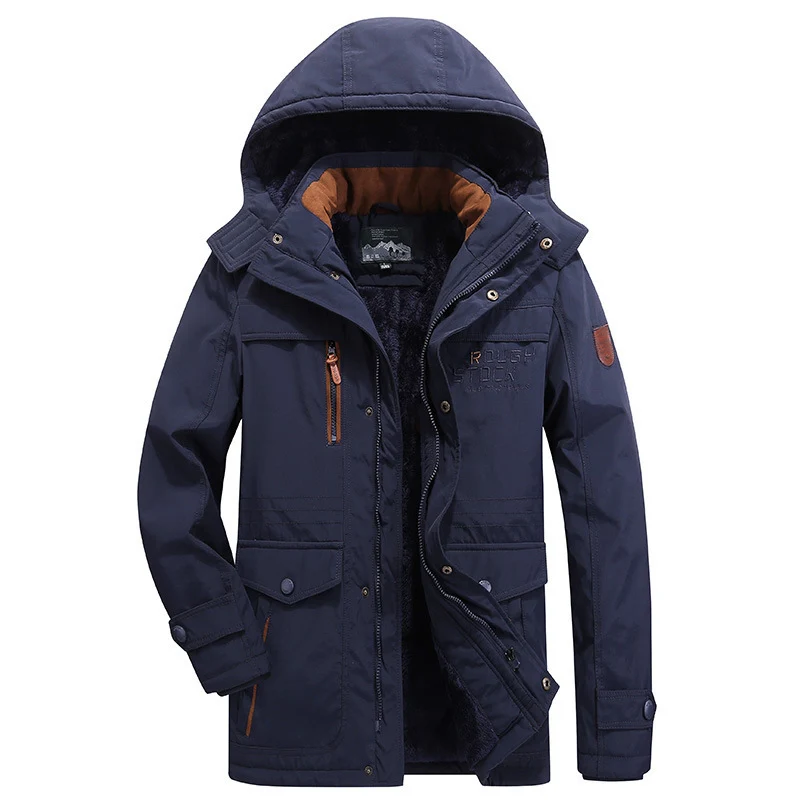 Herren winddichter Freizeitparka mit kuscheliger Teddyfleece‑Innenschicht und Multifunktionstaschen Drune
