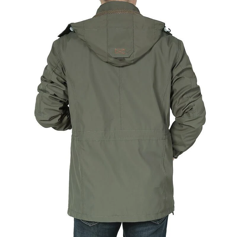 Herren winddichter Fieldparka mit wärmender Kunstfell‑Innenlage, Kapuze und multifunktionalen Taschen Drune