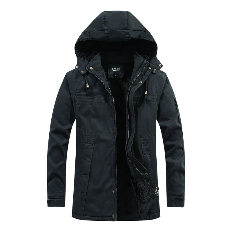 Herren winddichter Canvas-Parka mit kuscheliger Teddyfleece-Fütterung und funktionaler Kapuze Drune