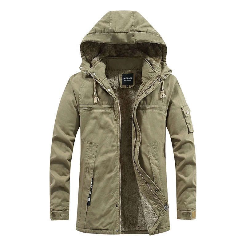 Herren winddichter Canvas-Parka mit kuscheliger Teddyfleece-Fütterung und funktionaler Kapuze Drune