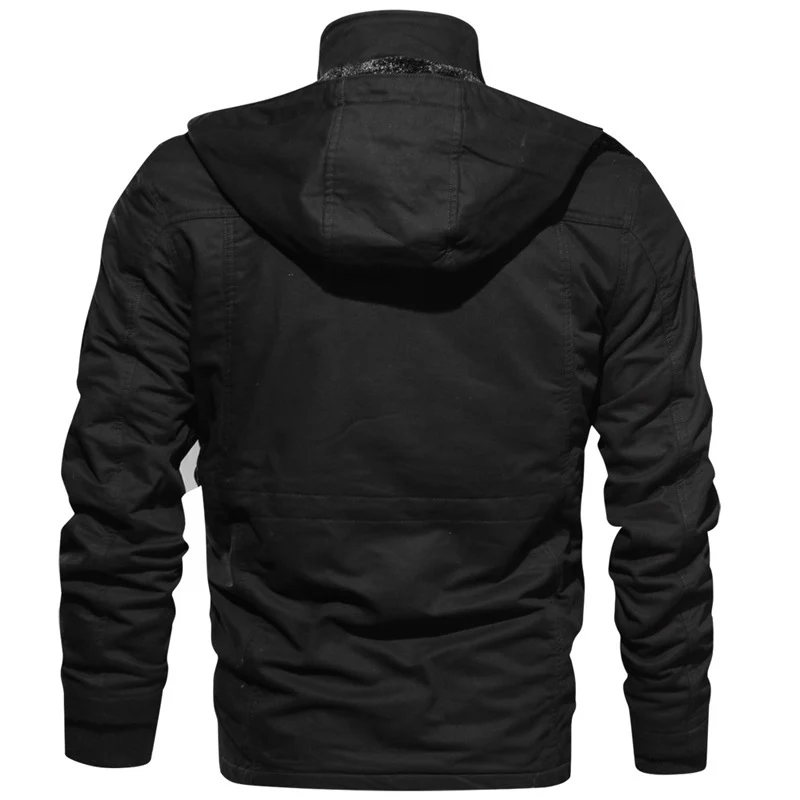 Herren winddichte Multifunktions‑Fieldjacke aus Canvas mit wärmender Teddyplüsch‑Innenlage und verstellbarem Kordzug Drune