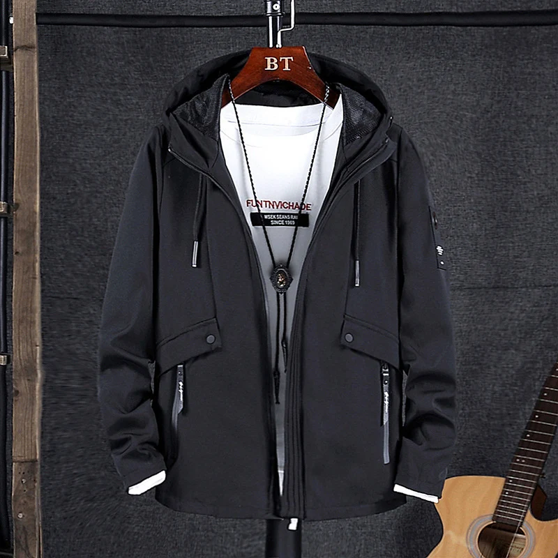 Herren wind- und wasserabweisende Softshell-Fieldjacke mit Mesh-Kapuzenfutter und verdeckten Reißverschlusstaschen Drune