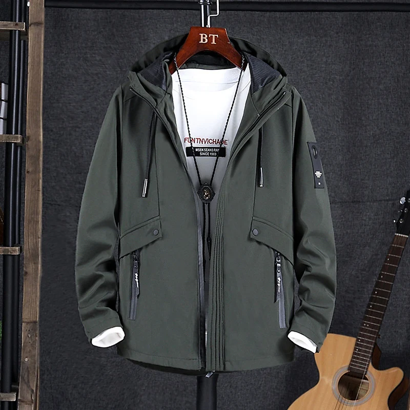 Herren wind- und wasserabweisende Softshell-Fieldjacke mit Mesh-Kapuzenfutter und verdeckten Reißverschlusstaschen Drune