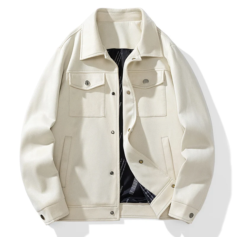 Herren Wildlederoptik Truckerjacke mit gesteppter Innenfütterung und Pattentaschen Drune