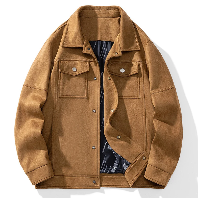 Herren Wildlederoptik Truckerjacke mit gesteppter Innenfütterung und Pattentaschen Drune