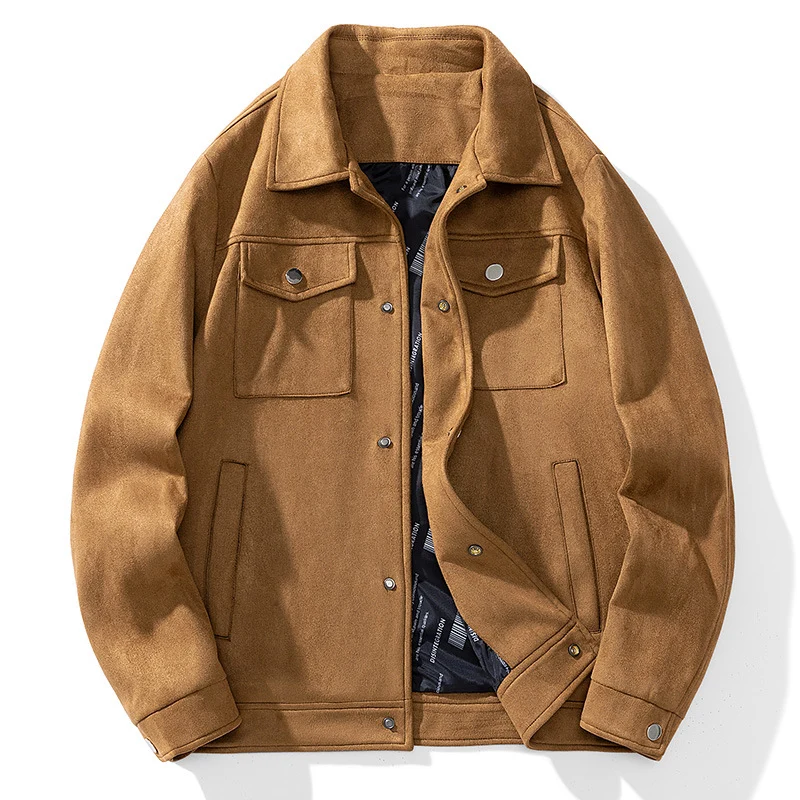 Herren Wildlederoptik Truckerjacke mit gesteppter Innenfütterung und Pattentaschen Drune