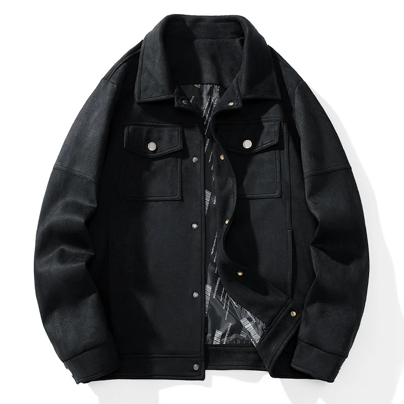 Herren Wildlederoptik Truckerjacke mit gesteppter Innenfütterung und Pattentaschen Drune