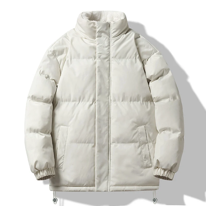 Herren weit geschnittene wattierte Steppjacke mit hochschließendem Kragen und Sherpa-Innenkragen Drune