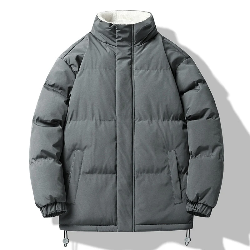 Herren weit geschnittene wattierte Steppjacke mit hochschließendem Kragen und Sherpa-Innenkragen Drune