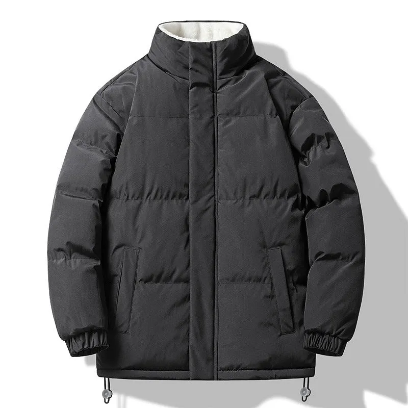 Herren weit geschnittene wattierte Steppjacke mit hochschließendem Kragen und Sherpa-Innenkragen Drune