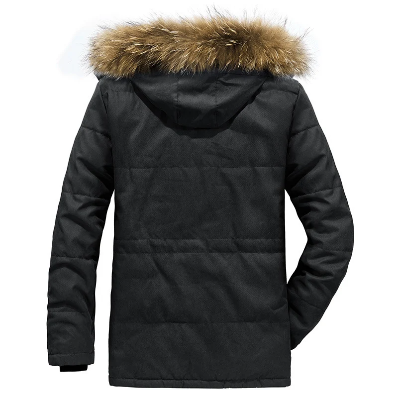 Herren wattierter Parka mit Kunstfellkapuze und Teddyfutter Drune