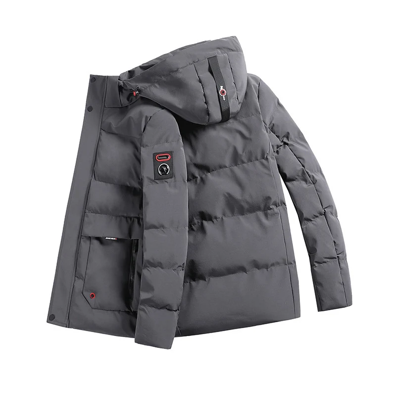 Herren wattierter Parka mit Kapuze und großen Fronttaschen Drune