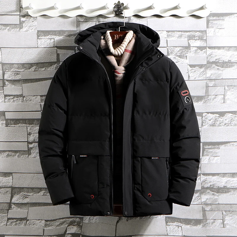 Herren wattierter Parka mit Kapuze und großen Fronttaschen Drune