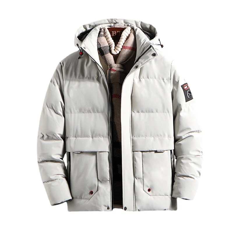 Herren wattierter Parka mit Kapuze und großen Fronttaschen Drune