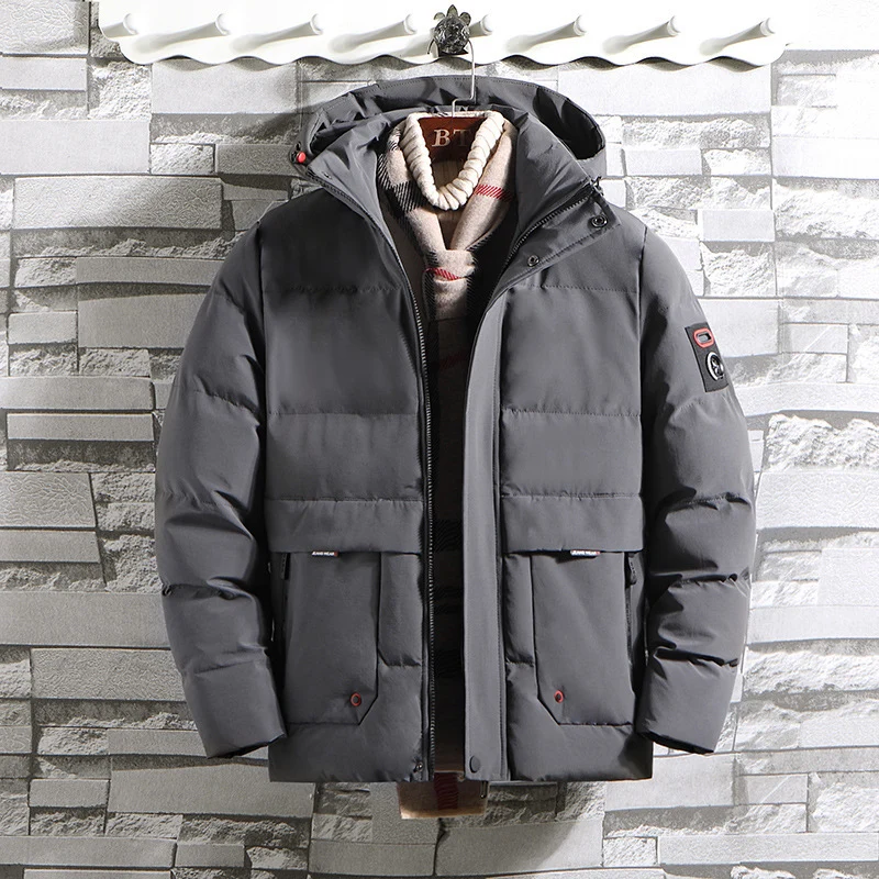 Herren wattierter Parka mit Kapuze und großen Fronttaschen Drune