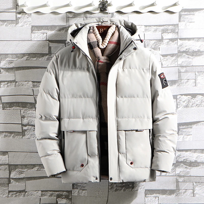 Herren wattierter Parka mit Kapuze und großen Fronttaschen Drune