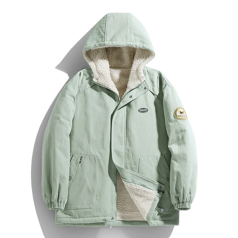 Herren wattierter Canvas‑Parka mit Sherpa‑Fleece‑Futter und Kapuze Drune