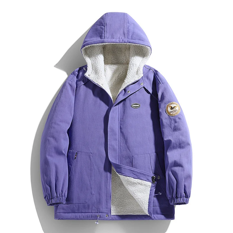 Herren wattierter Canvas‑Parka mit Sherpa‑Fleece‑Futter und Kapuze Drune