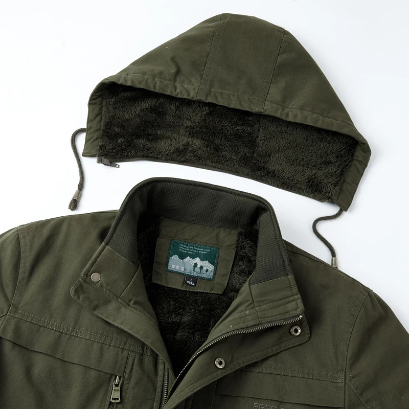 Herren Wattierte Winterparka mit Teddyfutter, Kapuze und robustem Canvas Drune