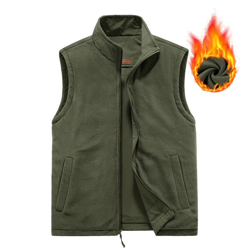 Herren wattierte Thermo-Fleece Weste mit wasserabweisender Nylon‑Shell und hohem Stehkragen Drune