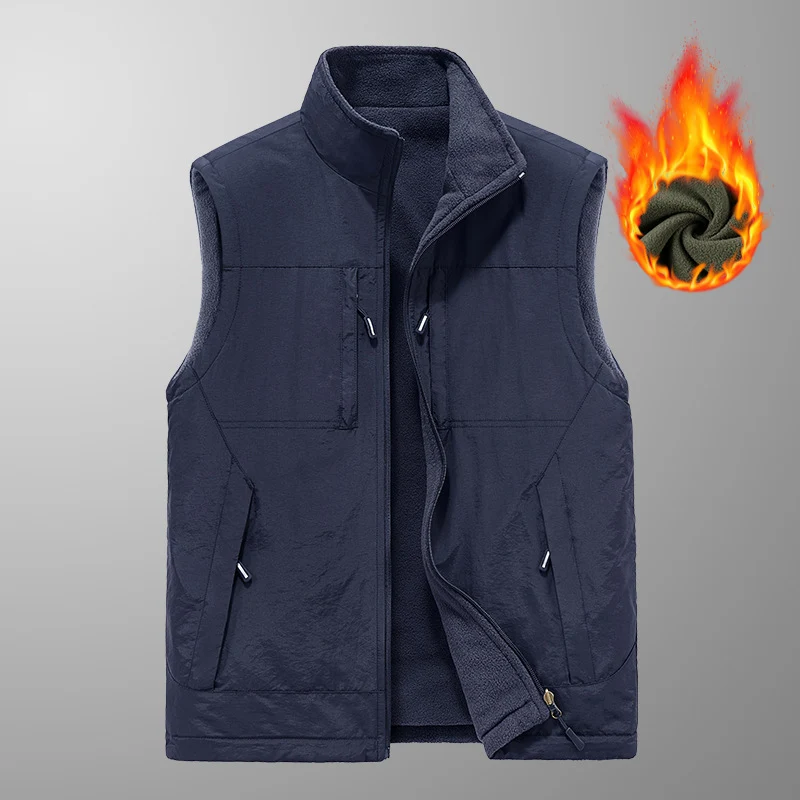 Herren wattierte Thermo-Fleece Weste mit wasserabweisender Nylon‑Shell und hohem Stehkragen Drune