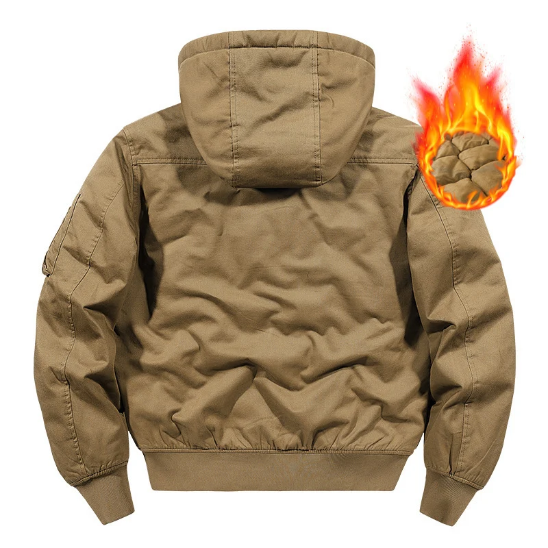 Herren wattierte Kapuzen-Canvas-Fieldjacke mit Ärmeltasche und Thermofutter Drune
