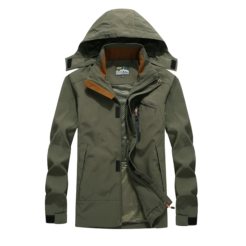 Herren wasserdichte Softshell-Outdoorjacke mit Kapuze, atmungsaktivem Mesh-Futter und verdeckten Reißverschlusselementen Drune