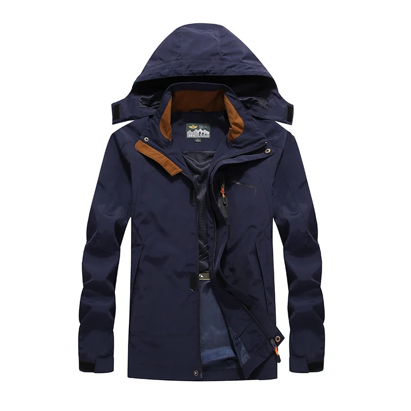 Herren wasserdichte Softshell-Outdoorjacke mit Kapuze, atmungsaktivem Mesh-Futter und verdeckten Reißverschlusselementen Drune