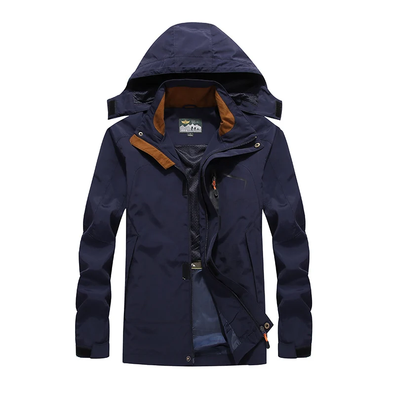 Herren wasserdichte Softshell-Outdoorjacke mit Kapuze, atmungsaktivem Mesh-Futter und verdeckten Reißverschlusselementen Drune