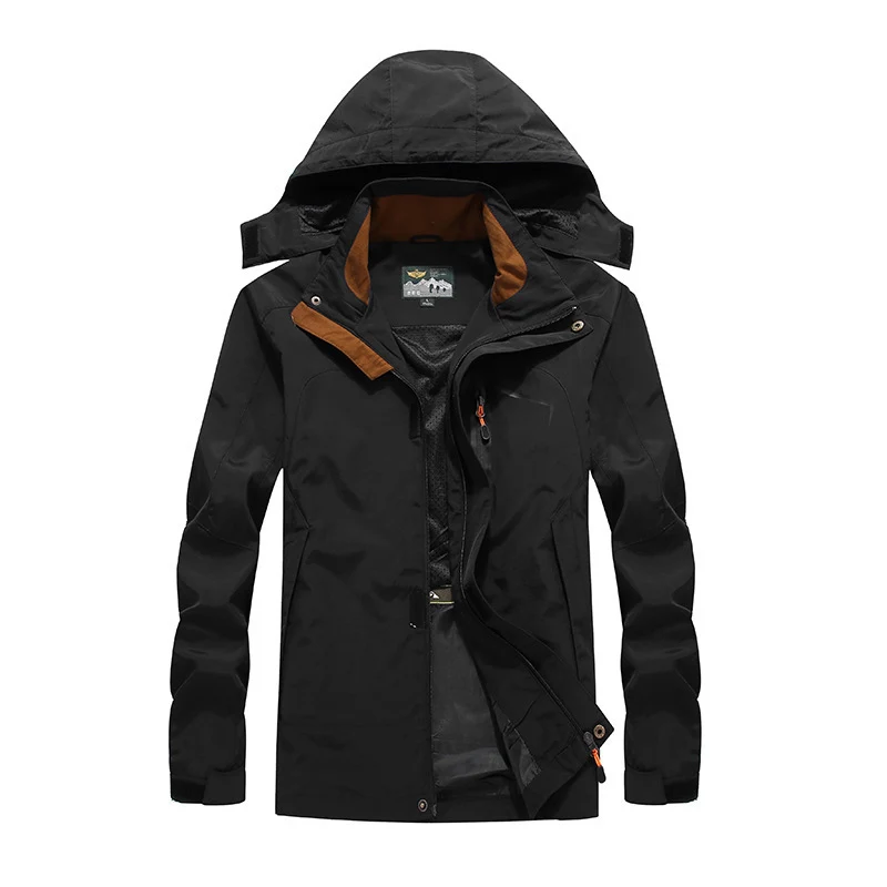 Herren wasserdichte Softshell-Outdoorjacke mit Kapuze, atmungsaktivem Mesh-Futter und verdeckten Reißverschlusselementen Drune