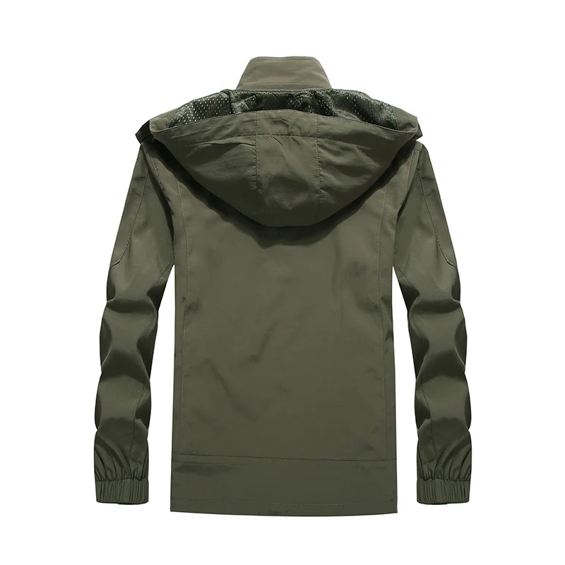 Herren wasserdichte Softshell-Outdoorjacke mit Kapuze, atmungsaktivem Mesh-Futter und verdeckten Reißverschlusselementen Drune