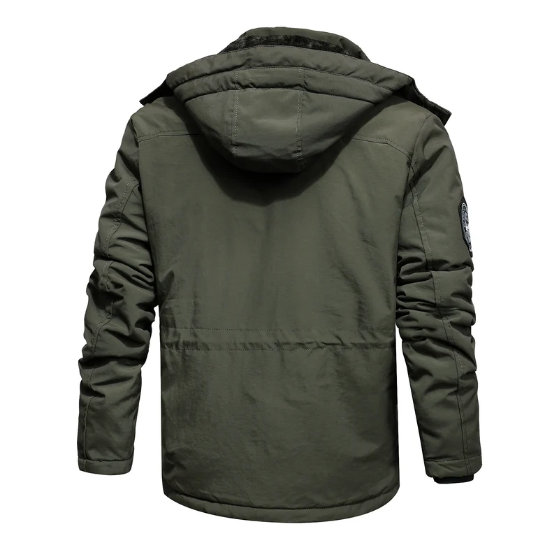 Herren wasserabweisender Utility-Parka mit Teddyfutter, Kapuze und Multifunktionstaschen Drune