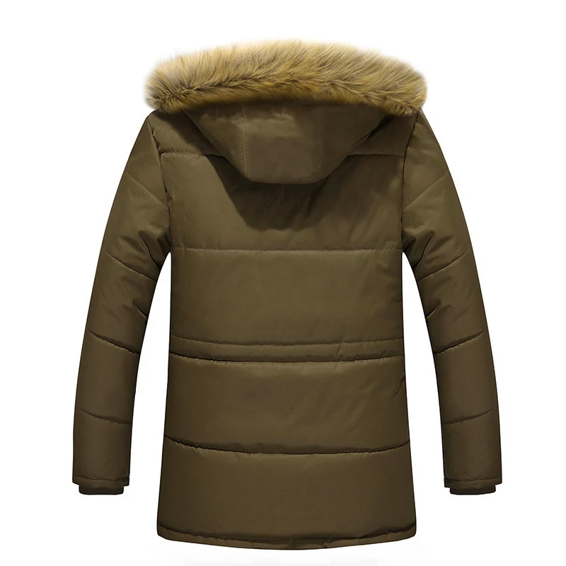 Herren wasserabweisender gesteppter Parka mit Kapuze, Kunstfellblende und Teddyfleece-Innenfutter Drune