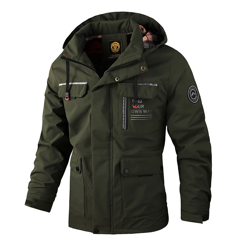 Herren wasserabweisender Fieldparka mit Kapuze, isolierender Fütterung und multifunktionalen Taschen Drune