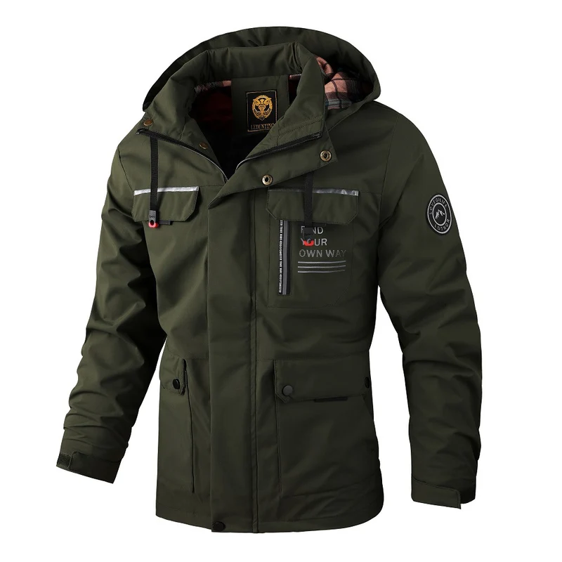 Herren wasserabweisender Fieldparka mit Kapuze, isolierender Fütterung und multifunktionalen Taschen Drune