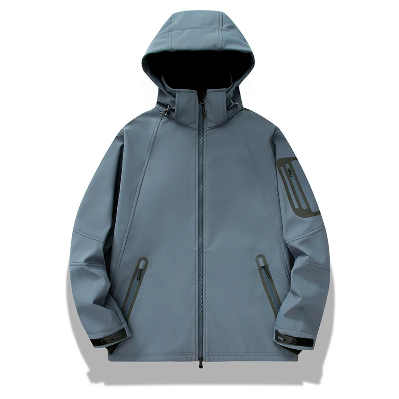 Herren wasserabweisende Softshelljacke mit Kapuze, verschweißten Reißverschlüssen und Fleecefutter Drune