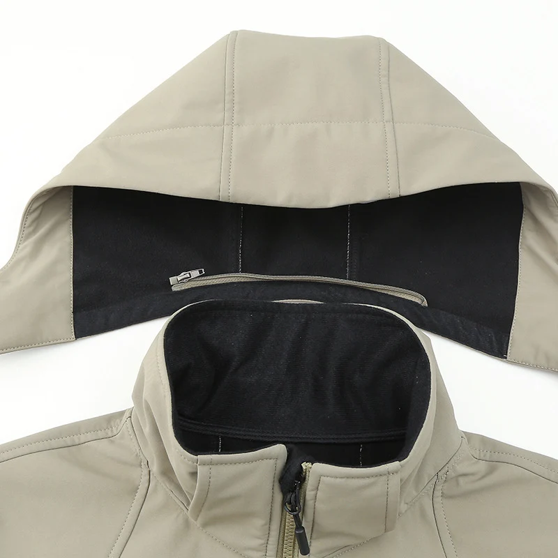 Herren wasserabweisende Softshelljacke mit Kapuze, verschweißten Reißverschlüssen und Fleecefutter Drune