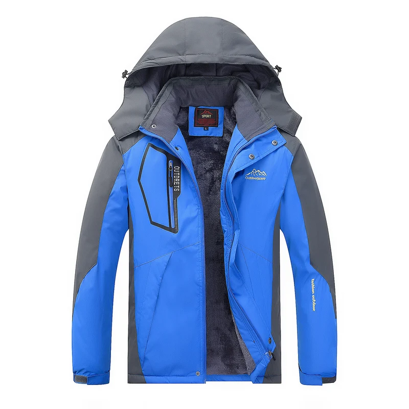 Herren wasserabweisende Outdoorjacke mit Teddyfleece-Innenlage, verstellbarer Kapuze und Multifunktions-Taschen Drune