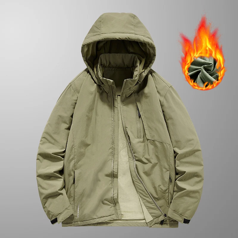 Herren wasserabweisende Kapuzen-Fieldjacke mit Thermofutter und verdecktem Reißverschluss Drune