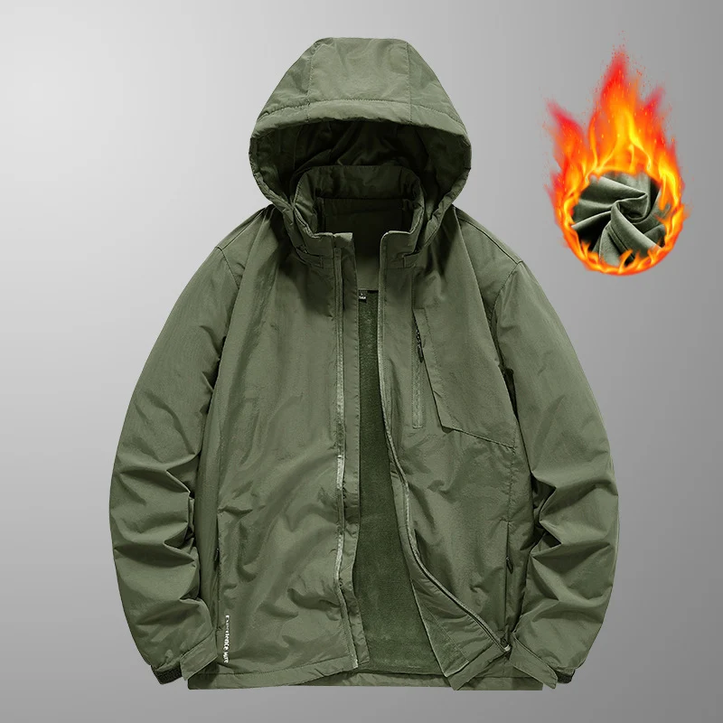 Herren wasserabweisende Kapuzen-Fieldjacke mit Thermofutter und verdecktem Reißverschluss Drune
