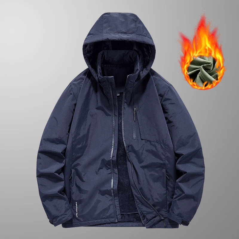 Herren wasserabweisende Kapuzen-Fieldjacke mit Thermofutter und verdecktem Reißverschluss Drune