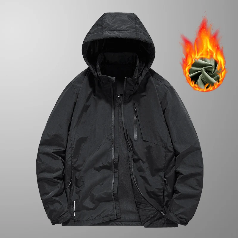 Herren wasserabweisende Kapuzen-Fieldjacke mit Thermofutter und verdecktem Reißverschluss Drune