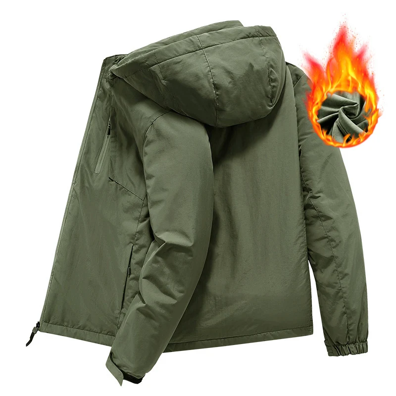 Herren wasserabweisende Kapuzen-Fieldjacke mit Thermofutter und verdecktem Reißverschluss Drune
