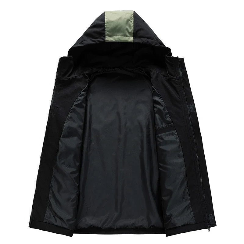 Herren Wasserabweisende Kapuzen-Fieldjacke im Colorblock-Utility-Design mit Brusttasche Drune