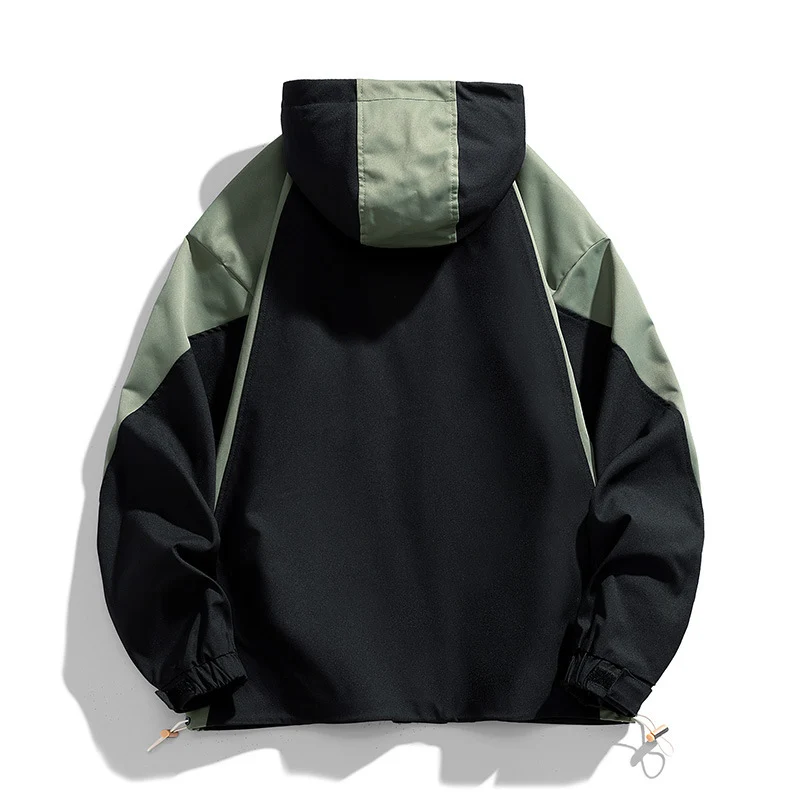 Herren Wasserabweisende Kapuzen-Fieldjacke im Colorblock-Utility-Design mit Brusttasche Drune